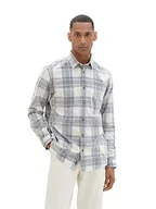 Koszule męskie - TOM TAILOR koszula męska, 33854 – beżowa struktura Check, XL - miniaturka - grafika 1