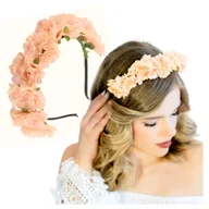 Ozdoby do włosów - Opaska Wianek do Włosów Pomarańczowy na Głowę Szeroka Kwiaty Duży i Wygodny - miniaturka - grafika 1