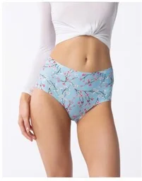 Figi damskie z wysokim stanem w wiosennych wzorach i kolorach Sakura Simple Maxi Julimex - Majtki damskie - miniaturka - grafika 1
