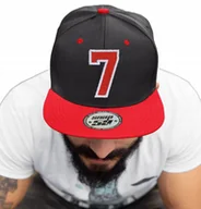 Czapki i chusty sportowe męskie - CZAPKA PROSTY DASZEK AMERICAN TWILL CYFRA 7 HAFT - miniaturka - grafika 1