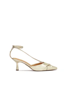 Czółenka z odkrytą piętą w złotym kolorze - Czółenka - miniaturka - grafika 1