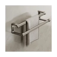 Wieszaki łazienkowe - 40 cm, szary, ścienny wieszak na ręczniki, uchwyt na ręczniki łazienkowe, podwójny drążek, nie wymaga wiercenia, wykonany z aluminium. - miniaturka - grafika 1