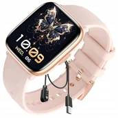 Smartwatch - SMARTWATCH DAMSKI ZEGAREK FUNKCJA ROZMOWY AMOLED POLSKIE MENU PROSTOKĄTNY - miniaturka - grafika 1