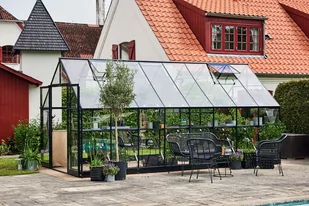 HALLS szklarnia ogrodowa Qube+ 816 - (13 m2; 2,61 x 5,08 m), czarna + baza, SZKŁO HARTOWANE - Szklarnie ogrodowe - miniaturka - grafika 5
