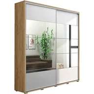 Szafy - Szafa Przesuwna 150 z Lustrem A17 Skąpski Meble Biały, Grafit, 215 cm - miniaturka - grafika 1