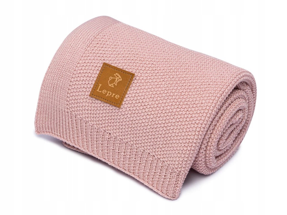 Kocyk niemowlęcy 100x80 cm merino 100% różowy Lepre