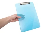 Deski z klipsem - Clipboard plastikowy | podkładka z klipsem | MAULneon | przezroczysty, niebieski neonowy - miniaturka - grafika 1