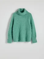 Swetry damskie - Reserved - Miękki sweter z wełną - miętowy - miniaturka - grafika 1