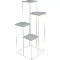 Kwietniki - Metalowy stojący kwietnik do salonu biały + beton - Roslon 5X - miniaturka - grafika 1