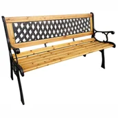 Ławki ogrodowe - Czarna ławka ogrodowa MIRT z lakierowanym drewnem i żeliwnymi nogami szerokość 127 cm - miniaturka - grafika 1