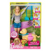 Lalki dla dziewczynek - Mattel Barbie Spacer z pieskiem czyścioszkiem DWJ68 - miniaturka - grafika 1