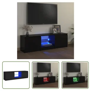 Living Store szafka pod telewizor z oświetleniem LED czarna 120x30x35,5 cm - Szafki RTV - miniaturka - grafika 1