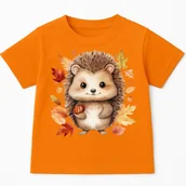 Koszulki dla dziewczynek - Pomarańczowa koszulka z Jeżem na Dzień Jeża - wzór jeż14 - miniaturka - grafika 1