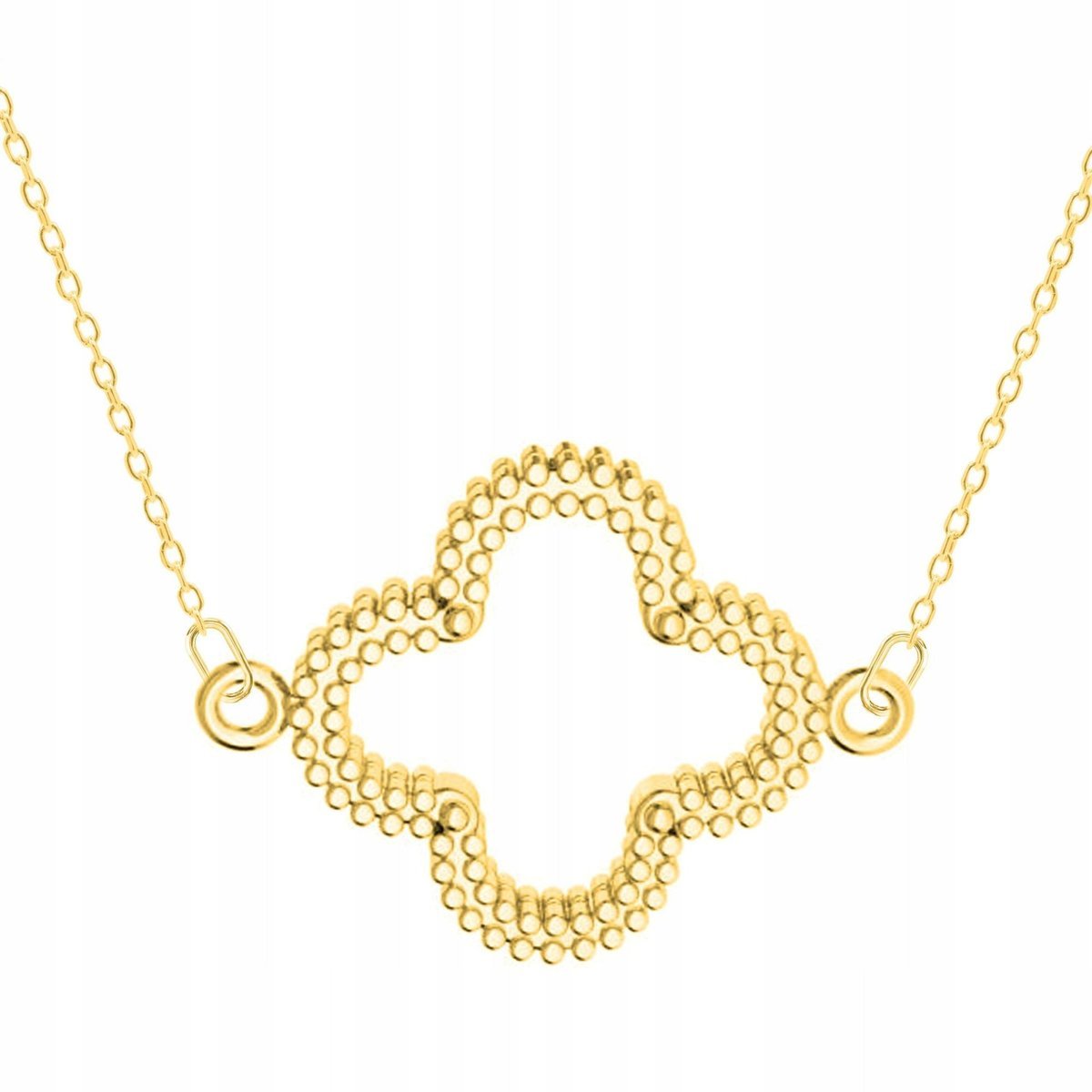 Złoty Naszyjnik z Kwiatem Koniczynką Roślina Kwiat Koniczyna SREBRO 925