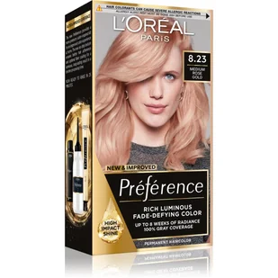 L'OREAL Récital Préférence - 8.23 - MEDIUM ROSE GOLD - Farba do włosów - Trwała koloryzacja - Jasny blond L'OMGDTJBL - Farby do włosów i szampony koloryzujące - miniaturka - grafika 1