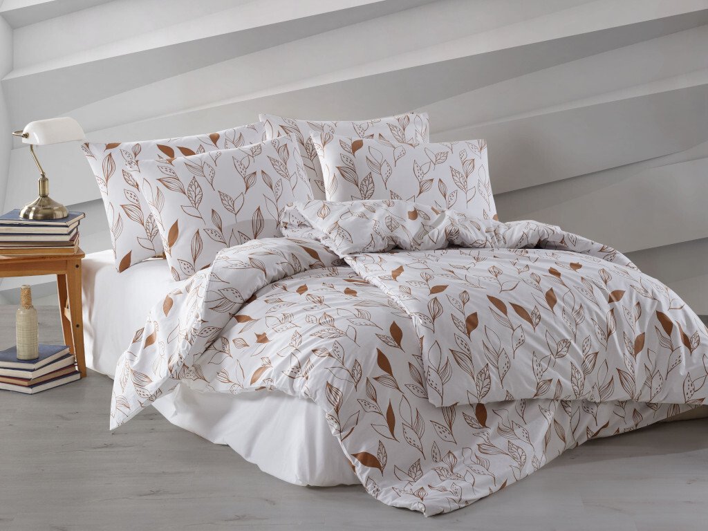 Pościel z francuskiej bawełny 220x200,70x90 Monaco brązowa