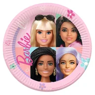 Dekoracje i nakrycia stołu na imprezę - TALERZYKI PAPIEROWE BARBIE LALKA 23CM 8 SZT. - miniaturka - grafika 1