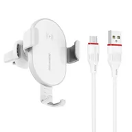 Uchwyty samochodowe do telefonów - BOROFONE Borofone uchwyt samochodowy z ładowarką bezprzewodową Qi 10W w kratkę nawiewu biały BFO-BQ5-W - miniaturka - grafika 1