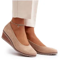 Półbuty damskie - Vinceza Damskie Półbuty Na Koturnie Beżowe Belli beżowy - miniaturka - grafika 1