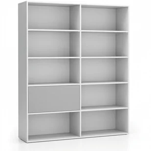 B2B Partner Regał biurowy szeroki LAYERS, 1 schowek, 1582 x 400 x 1905, biały/szary 611491 - Regały biurowe - miniaturka - grafika 1