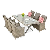 Meble ogrodowe - Zestaw MEBLI Jadalnianych Ogrodowych z Technorattanu NAPOLI STÓŁ Fotel Brąz - miniaturka - grafika 1