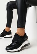 Moda i Uroda OUTLET - Czarne Sneakersy na Koturnie z Elastycznym Paskiem Orjie - miniaturka - grafika 1