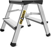 Drabiny - DRABEST Drabina aluminiowa, dwustronna, 2 stopnie, wytrzymałość: 125-150 kg wytrzymałość 125 kg - miniaturka - grafika 1