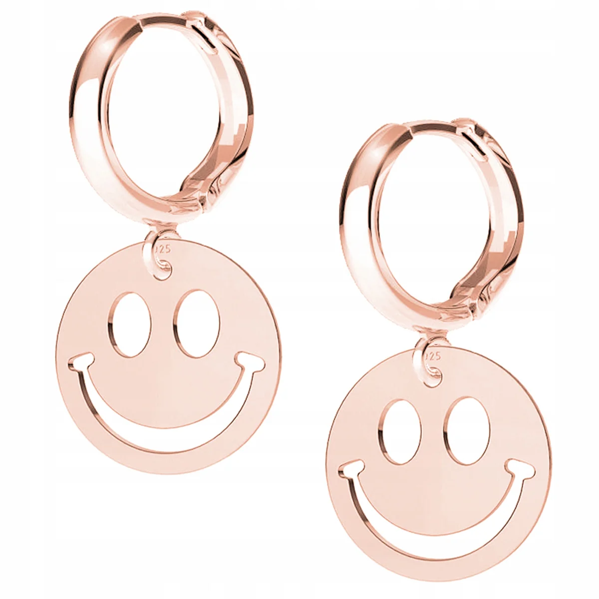 Kolczyki Pozłacane Emotikony Emoji Blaszka Buźka Uśmiech Smile Ozdobne SREBRO 925