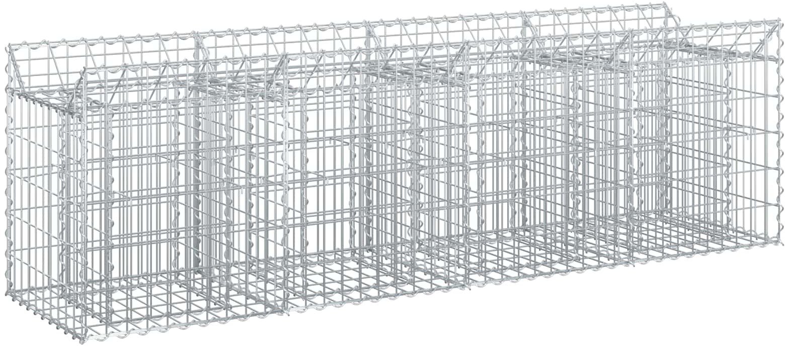 vidaXL Podniesione łóżko gabionowe srebrny 200 x 50 x 60 cm