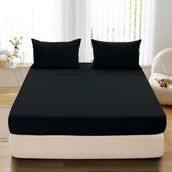 Prześcieradła - Cotton World Prześcieradło Jersey 200x220 RJPGK08M czarne z gumką - miniaturka - grafika 1