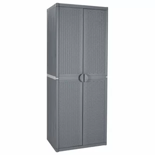 vidaXL Szafa ogrodowa, szara, 65x45x172 cm, rattan PP - Szafy - miniaturka - grafika 1