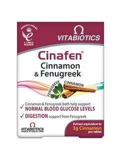 Vitabiotics Cinafen Cinnamon & Fenugreek Cynamon z Kozieradką - Układ pokarmowy - miniaturka - grafika 1