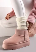 Śniegowce damskie - Różowe Krótkie Śniegowce na Grubej Podeszwie Aranwen - miniaturka - grafika 1