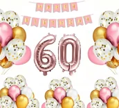 Balony i akcesoria - ZESTAW BALONÓW NA 60 URODZINY GOLD ROSE - miniaturka - grafika 1