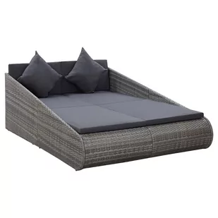 vidaXL Leżanka ogrodowa, szara, 200 x 139 cm, rattan PE vidaXL - Sofy ogrodowe - miniaturka - grafika 1