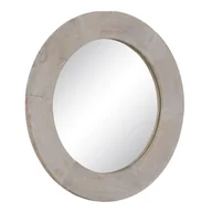 Lustra - BigBuy Home Lustro ścienne naturalne białe szkło drewno mango drewno MDF pionowe okrągłe 61 x 2,5 x 61 cm - miniaturka - grafika 1