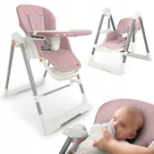 Krzesełka do karmienia - BEMI KRZESEŁKO DO KARMIENIA LEŻACZEK BUJACZEK 3w1 REGULOWANE SKŁADANE RÓŻ - miniaturka - grafika 1