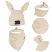 Czapki damskie - Komplet czapka i chusta dziecięcy beżowy 44 - 48 - miniaturka - grafika 1