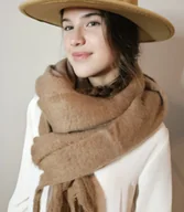 Apaszki i szaliki damskie - Szal szalik Gruba Chusta frędzle jednokolorowy ciepły miękki 180x45 cm - miniaturka - grafika 1