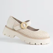 Półbuty damskie - Półbuty damskie skóra plecione GOODIN GD-WL-74 beż pasek lekkie wygodne 40 - Goodin - miniaturka - grafika 1