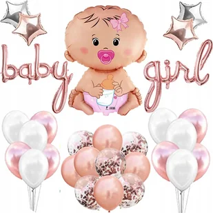 BALONY BABY SHOWER DZIEWCZYNKA ROCZEK CHRZEST BABY GIRL BALON BOBAS - Baby shower i roczek - miniaturka - grafika 1
