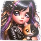 Notesy i bloczki - Notatnik 100x100/48K gładki TW Dziewczynka z kotem - miniaturka - grafika 1