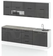 Meble kuchenne - Meble Kuchenne Kuchnia Robo Lux 2.6m Modułowa Nowoczesna Szary Połysk Biały - miniaturka - grafika 1