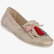 Mokasyny damskie - Mokasyny Damskie Ekoskóra Buty Półbuty Z Frędzlami Złote Goodin GD-FL210 38 Złoty - miniaturka - grafika 1