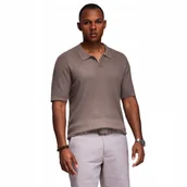 Koszulki męskie - Męska koszulka polo z otwartym kołnierzykiem popielata V4 OM-POSS-0160 S - miniaturka - grafika 1