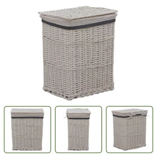 Kosz na pranie wiklinowy biały The Living Store - Kosze na bieliznę - miniaturka - grafika 1