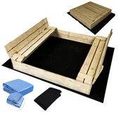 Zabawki do piasku - Piaskownica Drewniana Zamykana Z Ławki 120X120cm - miniaturka - grafika 1