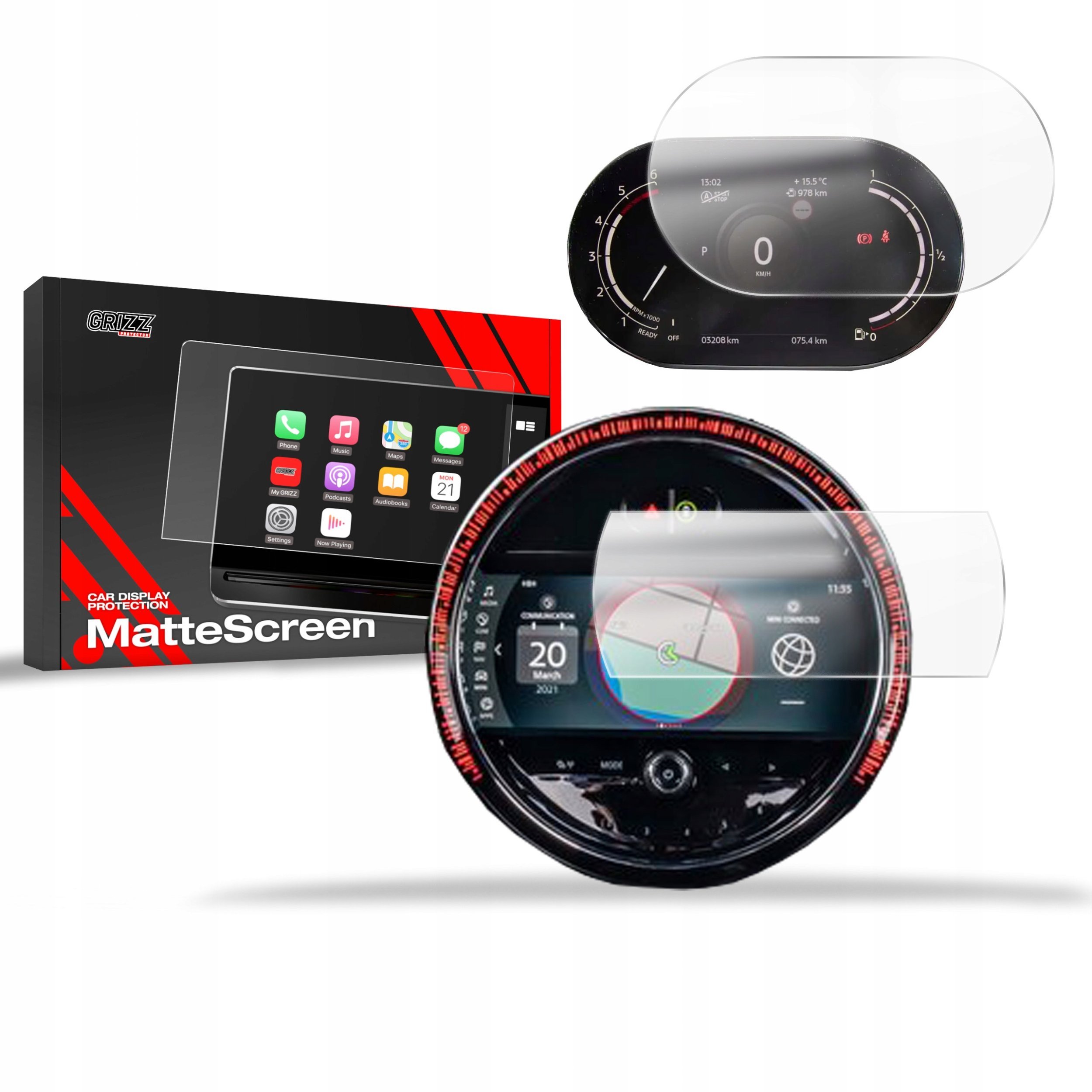 GrizzGlass Folia matowa CarDisplay Protection do Mini Cabrio 3 2021-2023 [2w1]