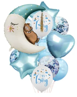 Balony Błękitne Powitanie Witaj w Domu Chłopiec Chłopczyk Baby Boy Księżyc - Baby shower i roczek - miniaturka - grafika 1