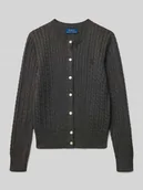 Swetry dla dziewczynek - Kurtka z dzianiny ze ściegiem warkoczowym i wyhaftowanym logo - miniaturka - grafika 1